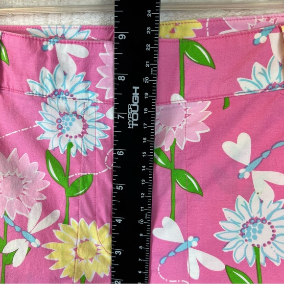 Lilly Pulitzer Floral Capri Pants Size 4 Pockets Pink Dragonfly - Picture 11 of 12